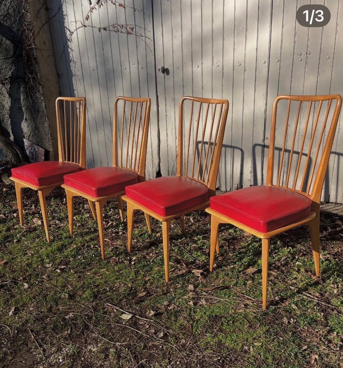 Set Of 4 Chairs By Charles Ramos, 1960