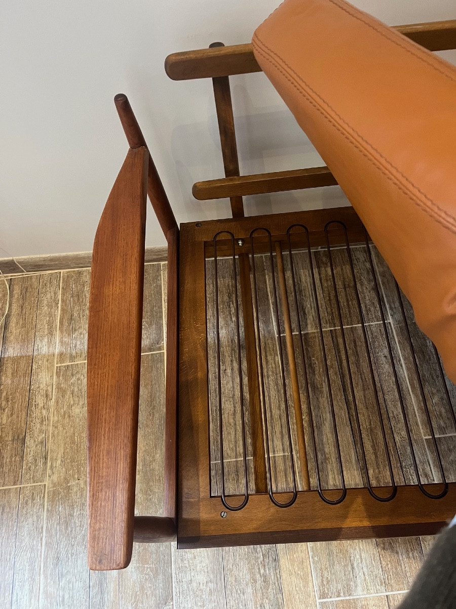 Scandinavian Leather Bench, 3 Meters Long, 1960-photo-2