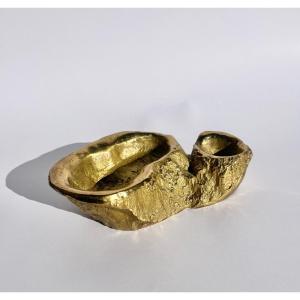 Vide-poche brutaliste en bronze 
