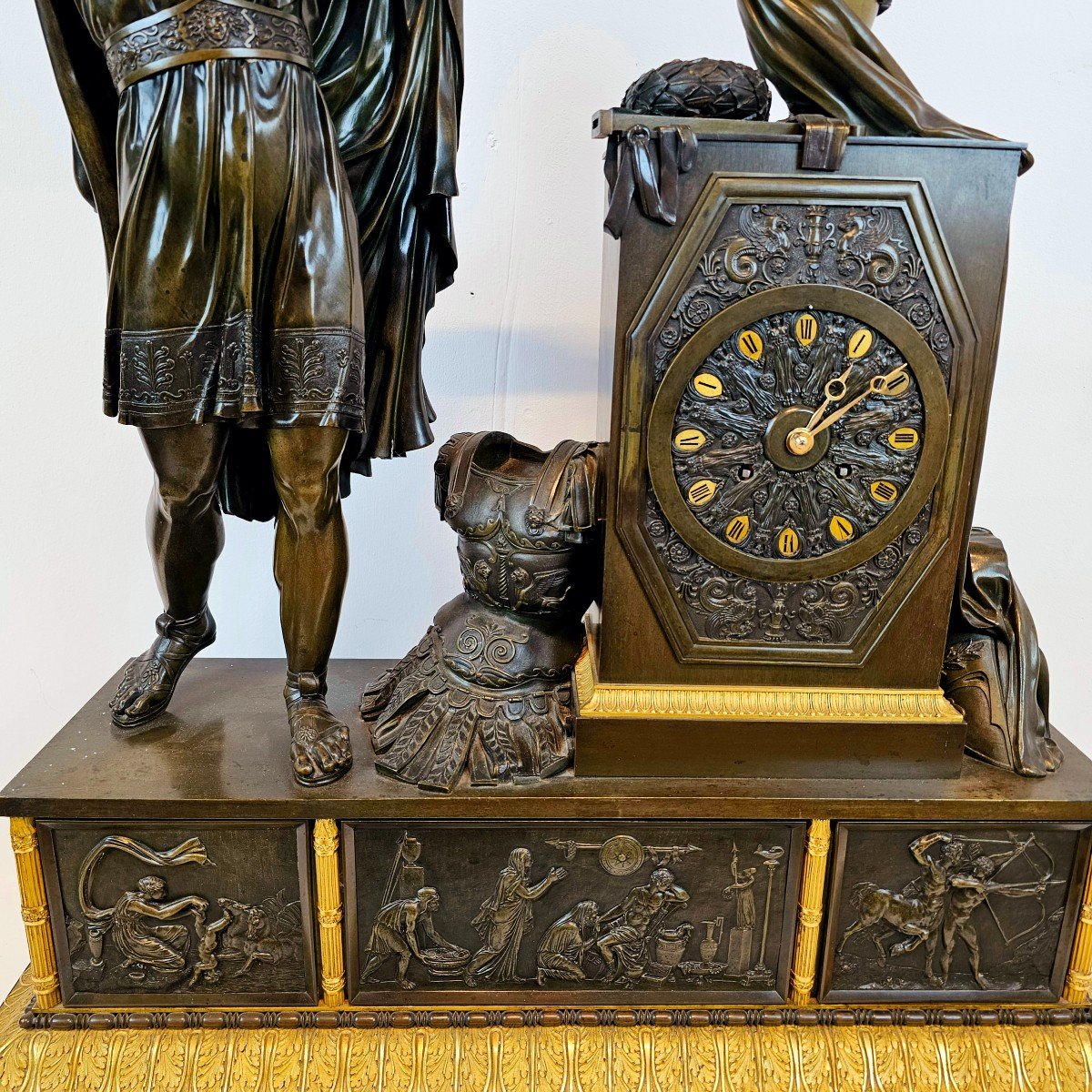 Large Bronze Clock Signed Hemon In Paris-photo-3