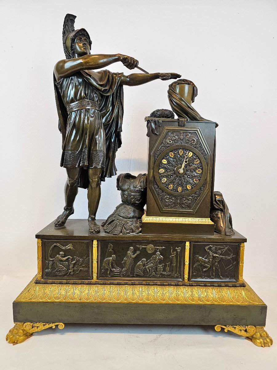 Large Bronze Clock Signed Hemon In Paris