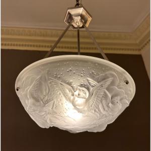 Suspension / Ceiling Lamp Art Deco Vasque Signed Müller Frères (chandelier Art Deco 1930)