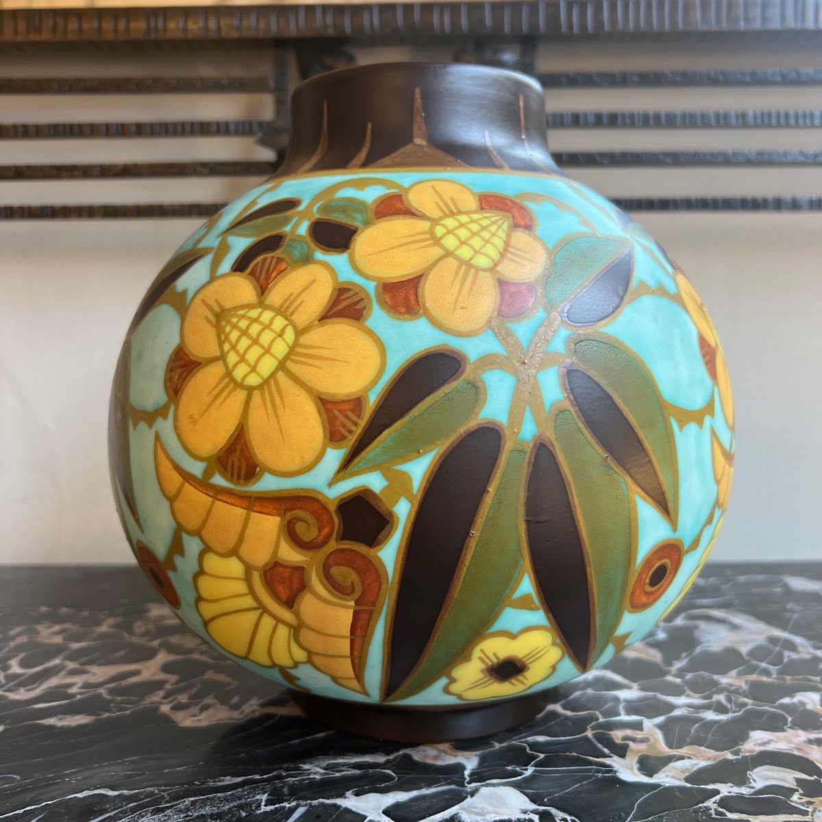 Vase Art Déco Catteau / Boch Frères Keramis Marqué D.1847 ( Vases Art Deco 1930) -photo-2