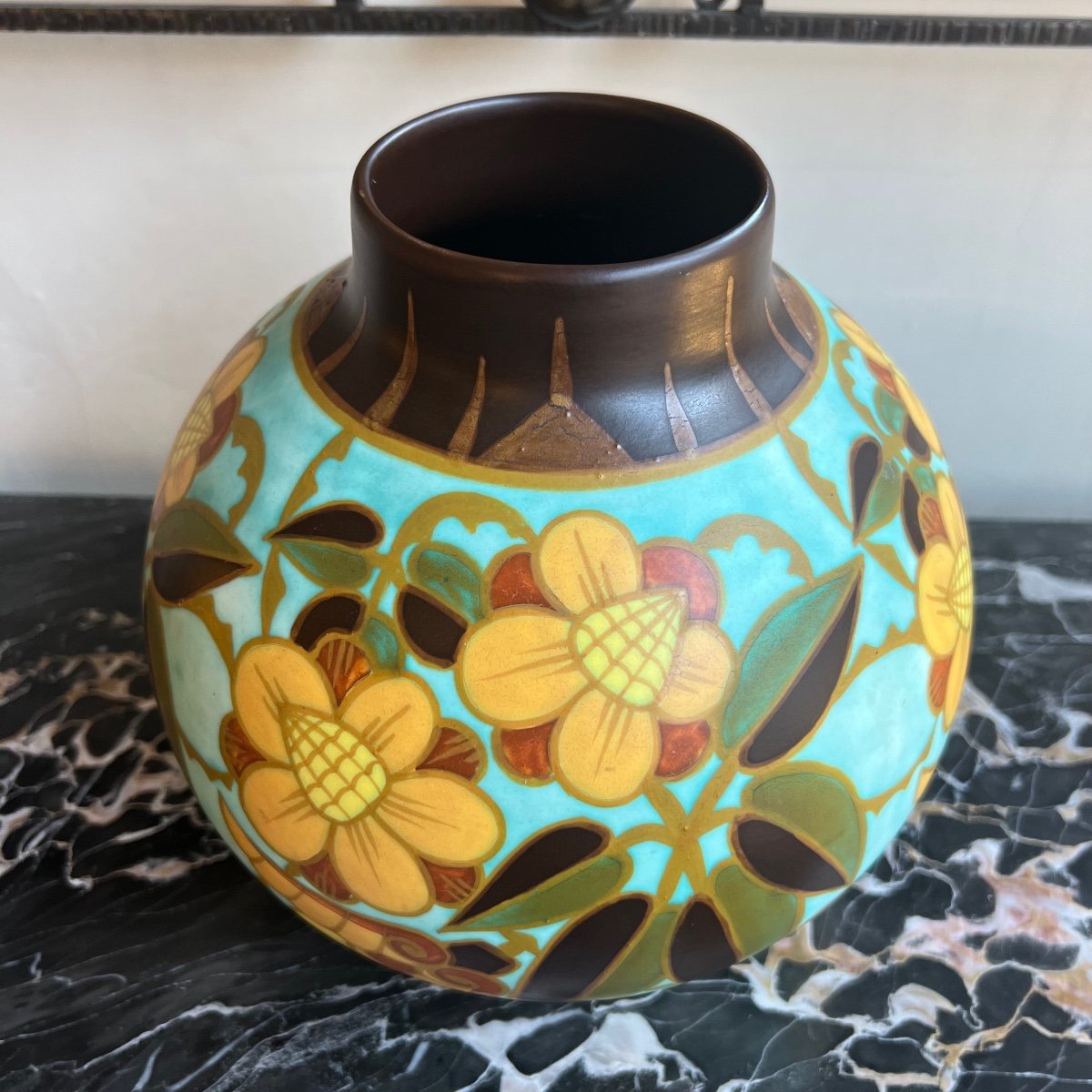 Vase Art Déco Catteau / Boch Frères Keramis Marqué D.1847 ( Vases Art Deco 1930) -photo-3