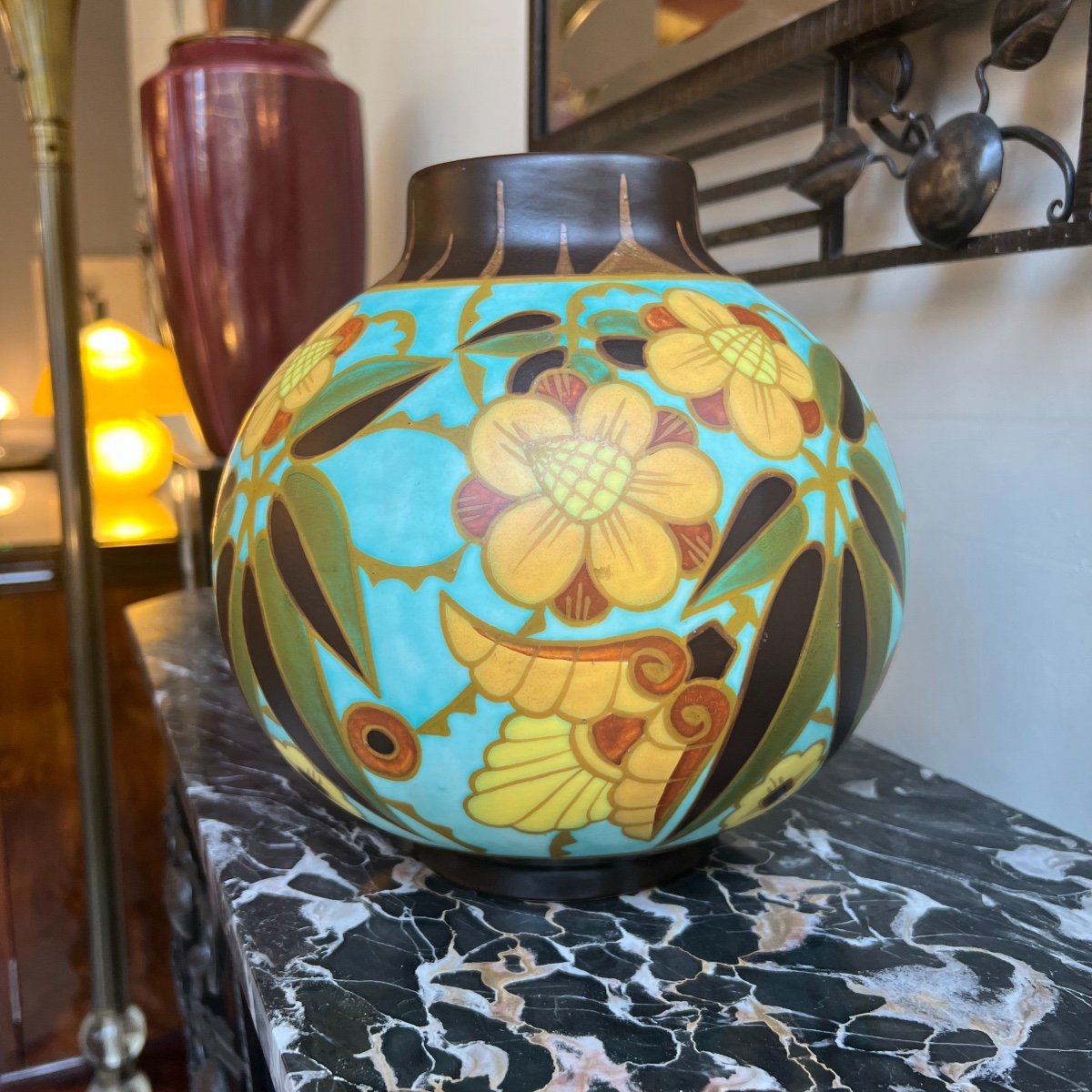 Vase Art Déco Catteau / Boch Frères Keramis Marqué D.1847 ( Vases Art Deco 1930) -photo-5