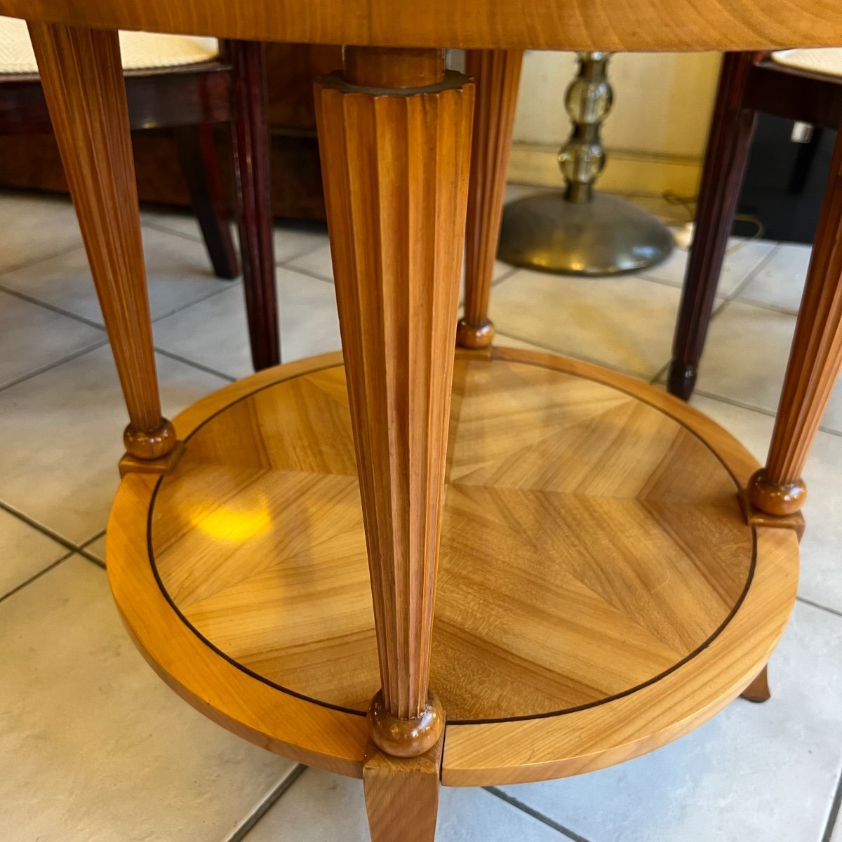 Pedestal Table / Art Deco Round Coffee Table In Cherry (art Deco Table 1930)-photo-4