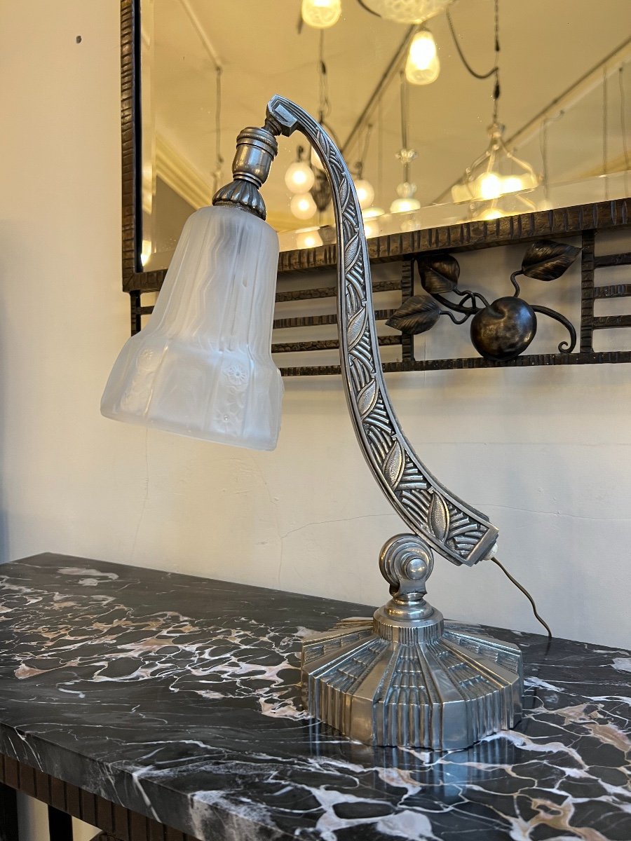 Lampe Art Déco Hettier & Vincent / Müller Frères Lunéville Signée ( Lampes Art Deco 1930 ) 