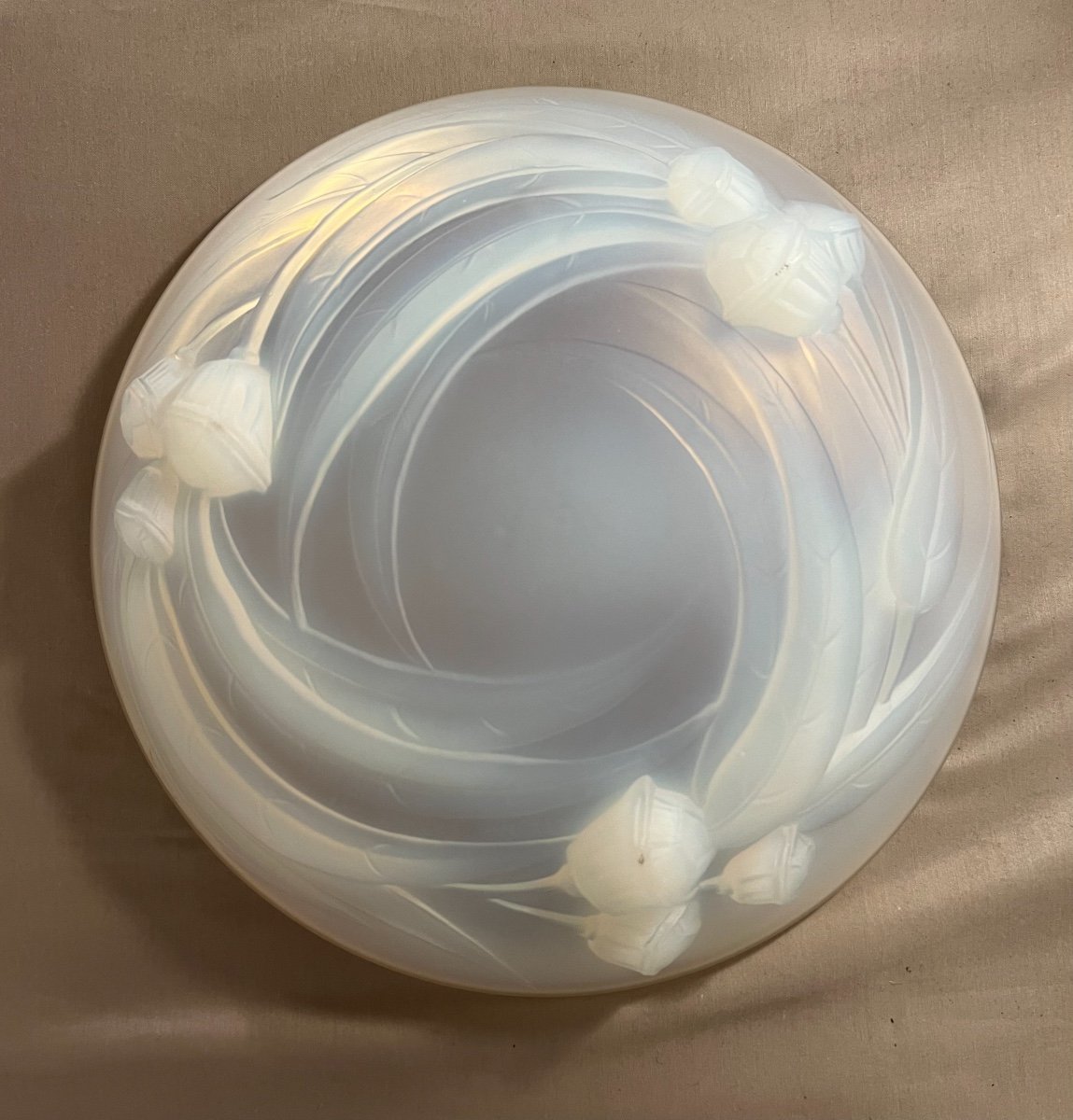 Art Deco Cup / Centerpiece In Opalescent Glass Signed Etling France 122 (glass 1930)-photo-1
