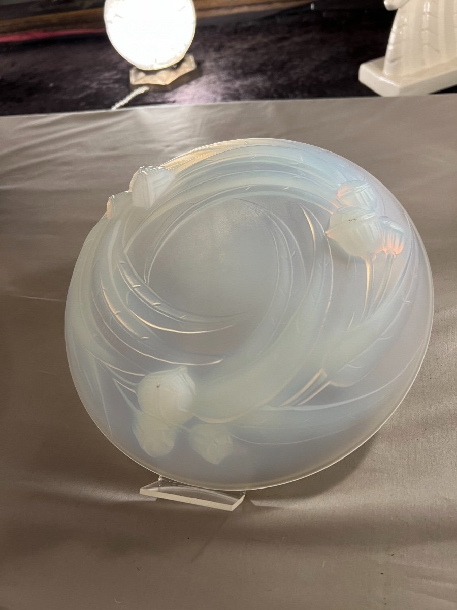 Art Deco Cup / Centerpiece In Opalescent Glass Signed Etling France 122 (glass 1930)-photo-2