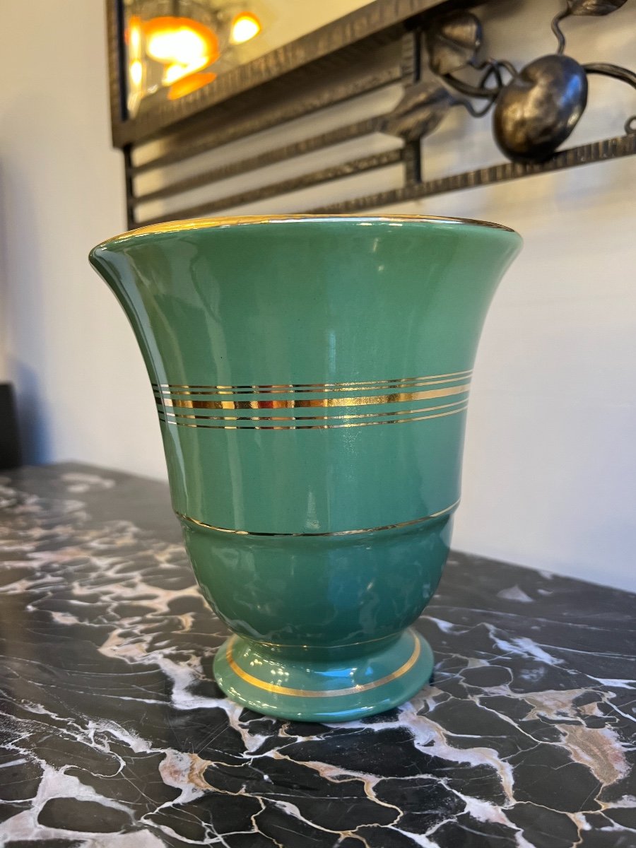 Petit Vase Art Déco Raymond Chevalier / Boch La Louvière {cachet} ( Vases Art Deco 1930 ) -photo-3