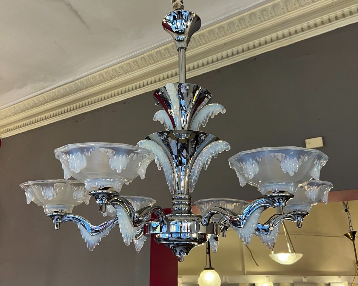 Important Art Deco Chandelier Ezan {jean Gauthier} With Two Central Floors (art Deco Chandeliers 1930)-photo-7