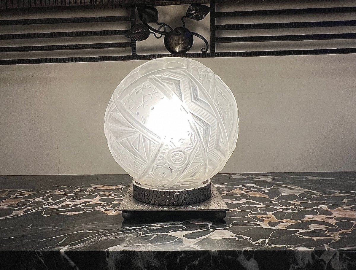 Lampe à Poser / D’appoint / Veilleuse Art Déco Signée Müller Frères Lunéville ( Lampes 1930 ) -photo-4