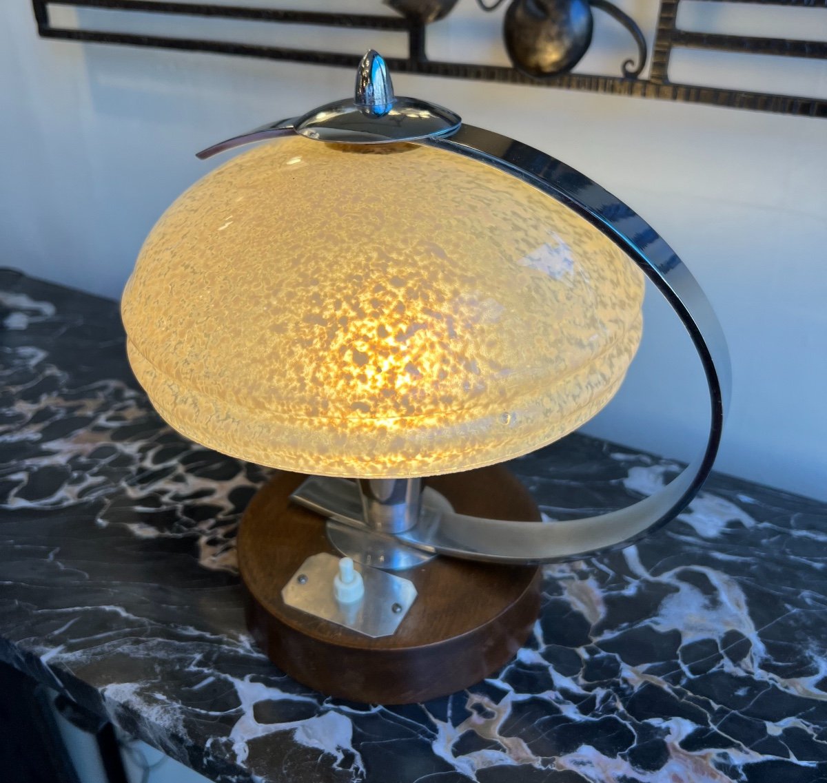Lampe D’appoint / De Bureau  Art Déco Verrerie De Clichy  ( Lampes Art Deco 1930 ) -photo-2
