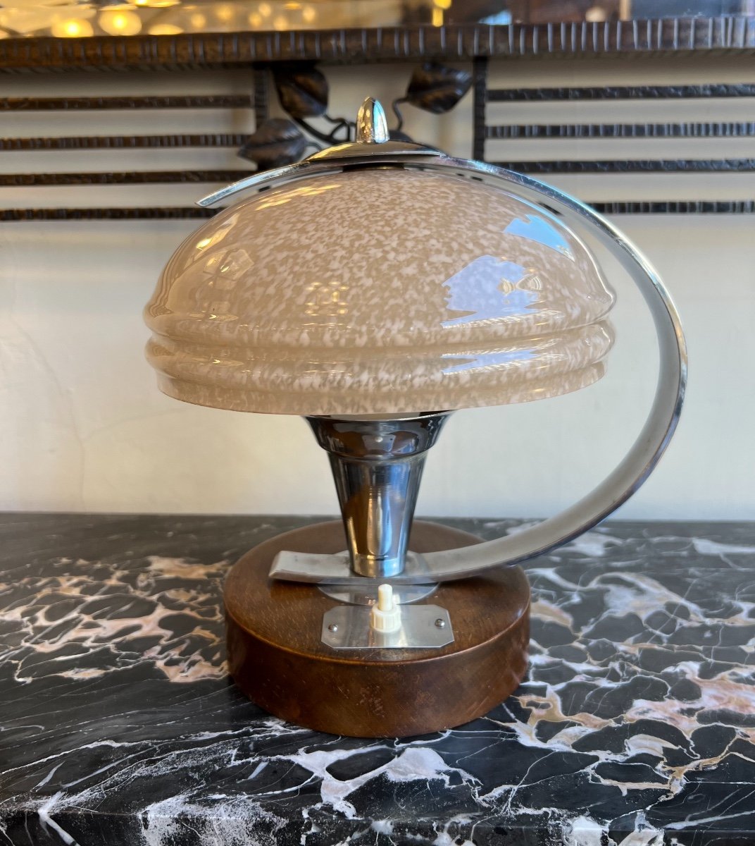 Lampe D’appoint / De Bureau  Art Déco Verrerie De Clichy  ( Lampes Art Deco 1930 ) -photo-5