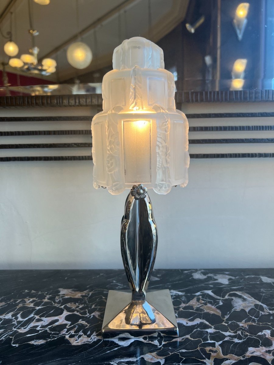 Rare Art Deco Table Lamp Signed Sabino 4789 France (art Deco Desk Lamps 1930)
