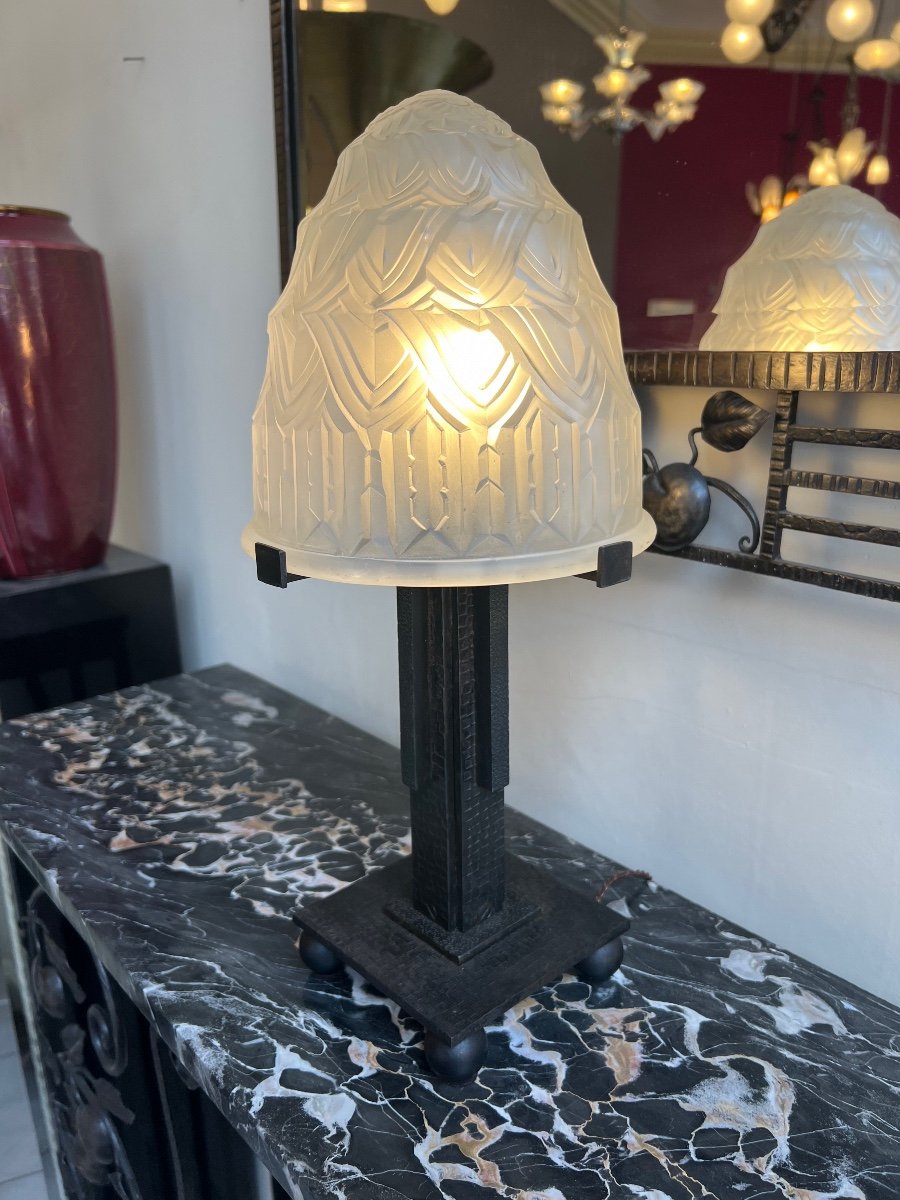 Exceptionnelle Lampe Art Déco Pierre Maynadier Signée ( Double Signature ) ( Lampes  1930 ) -photo-2