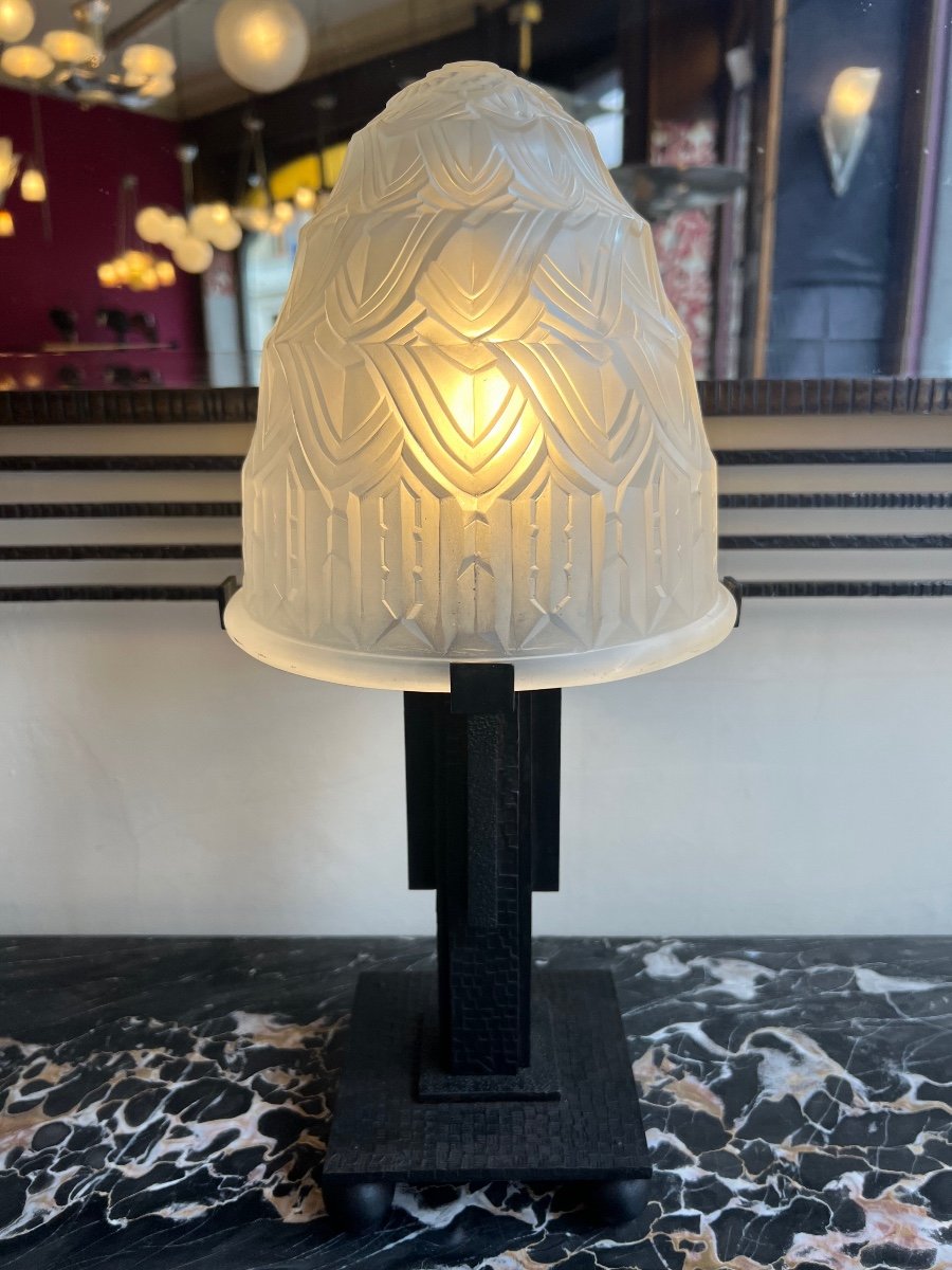 Exceptionnelle Lampe Art Déco Pierre Maynadier Signée ( Double Signature ) ( Lampes  1930 ) -photo-3