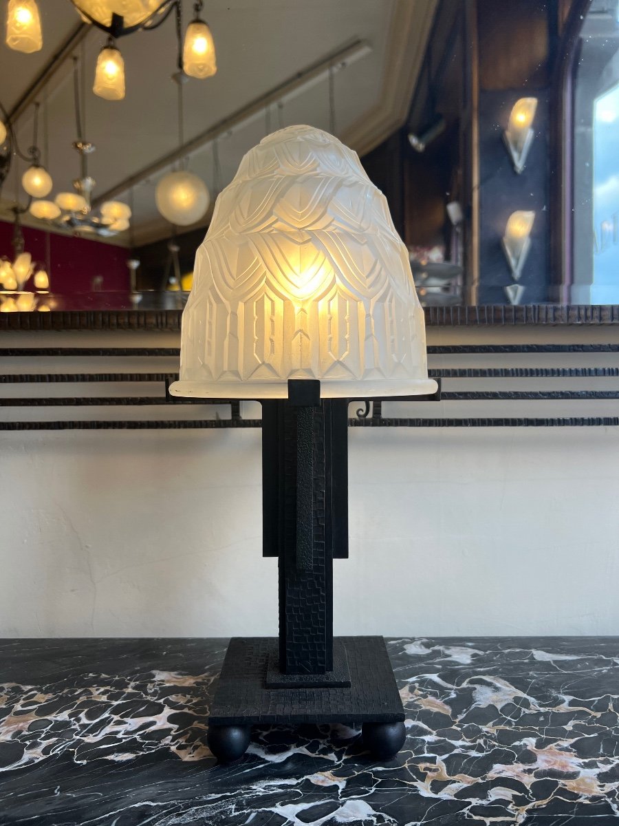 Exceptionnelle Lampe Art Déco Pierre Maynadier Signée ( Double Signature ) ( Lampes  1930 ) 