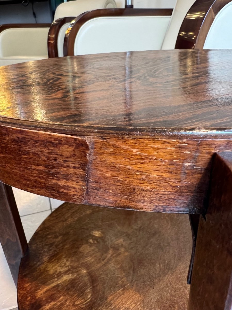 Small Art Deco Pedestal Table "coffee Table" In Walnut / Fischel Label Imported Cze (table 1930-photo-4