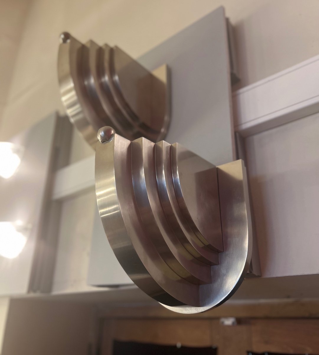 Exceptional Pair Of Modernist Art Deco Sconces Signed Magnien Paris 1938 (art Deco 1930-photo-8