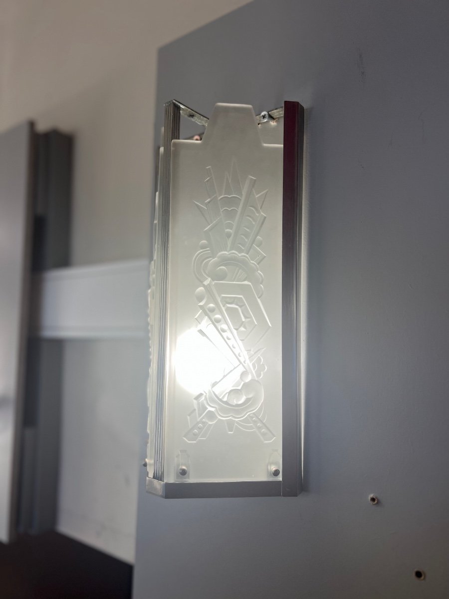 Wall Lamp "double" Art Deco Val Saint Lambert (art Deco Sconces 1930)-photo-2
