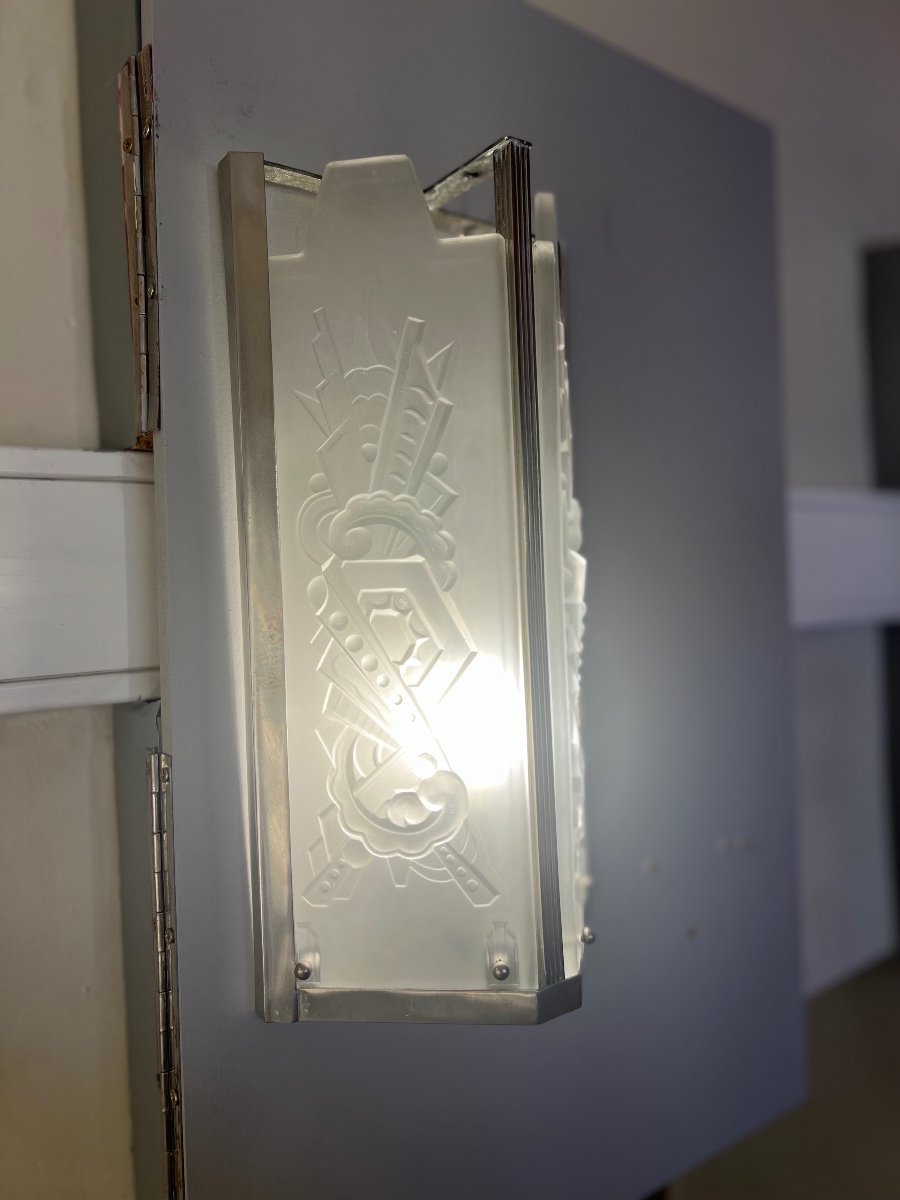 Wall Lamp "double" Art Deco Val Saint Lambert (art Deco Sconces 1930)-photo-3