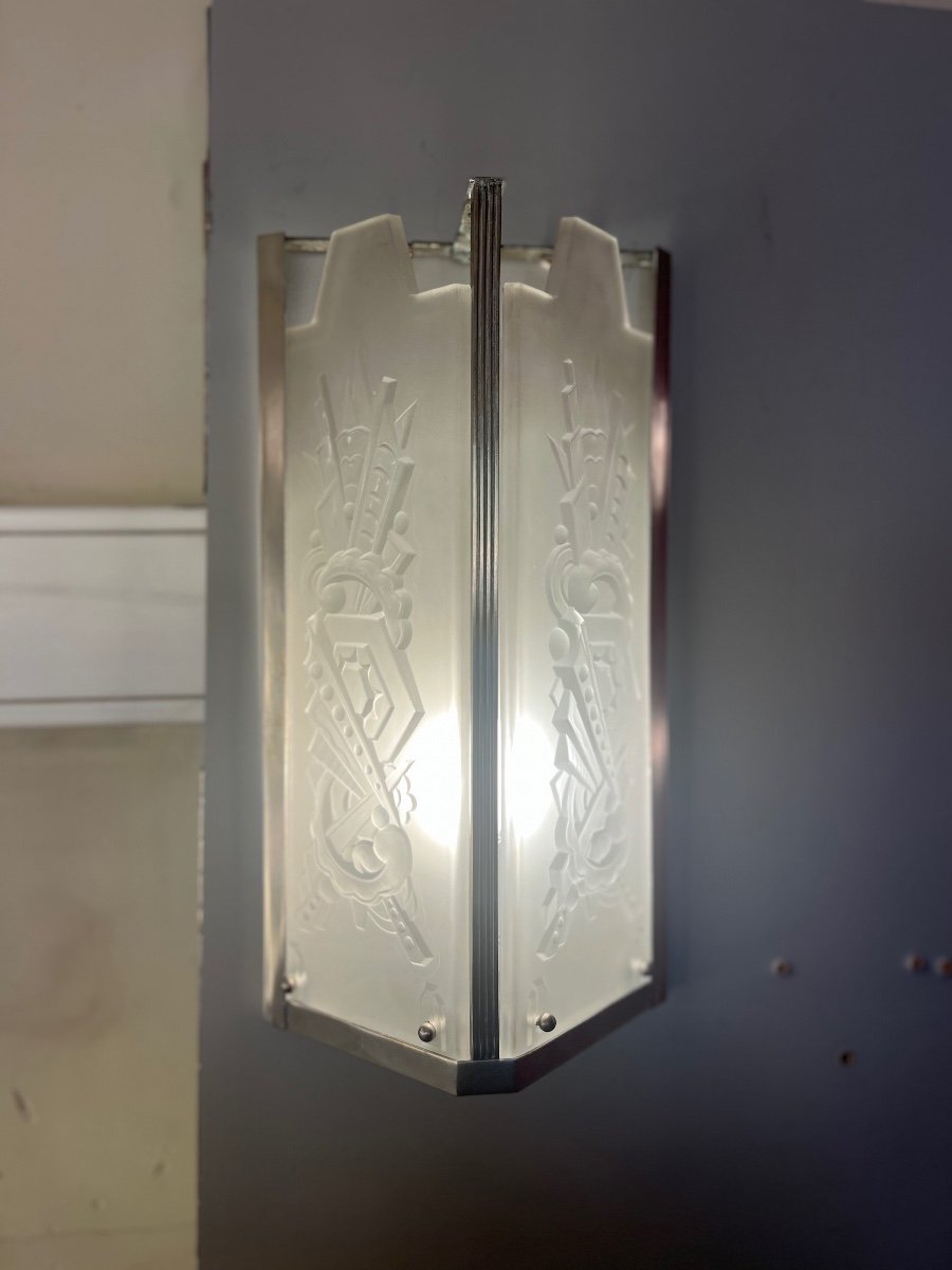 Wall Lamp "double" Art Deco Val Saint Lambert (art Deco Sconces 1930)-photo-2