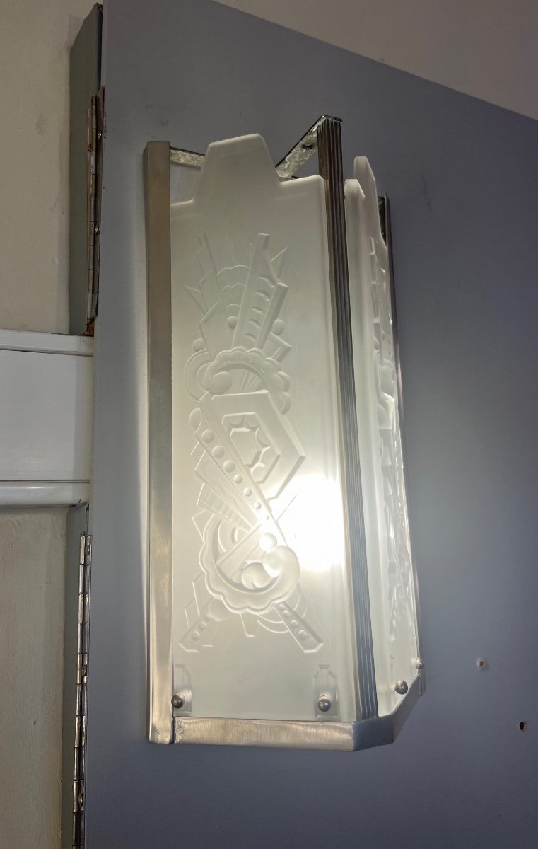 Wall Lamp "double" Art Deco Val Saint Lambert (art Deco Sconces 1930)-photo-3