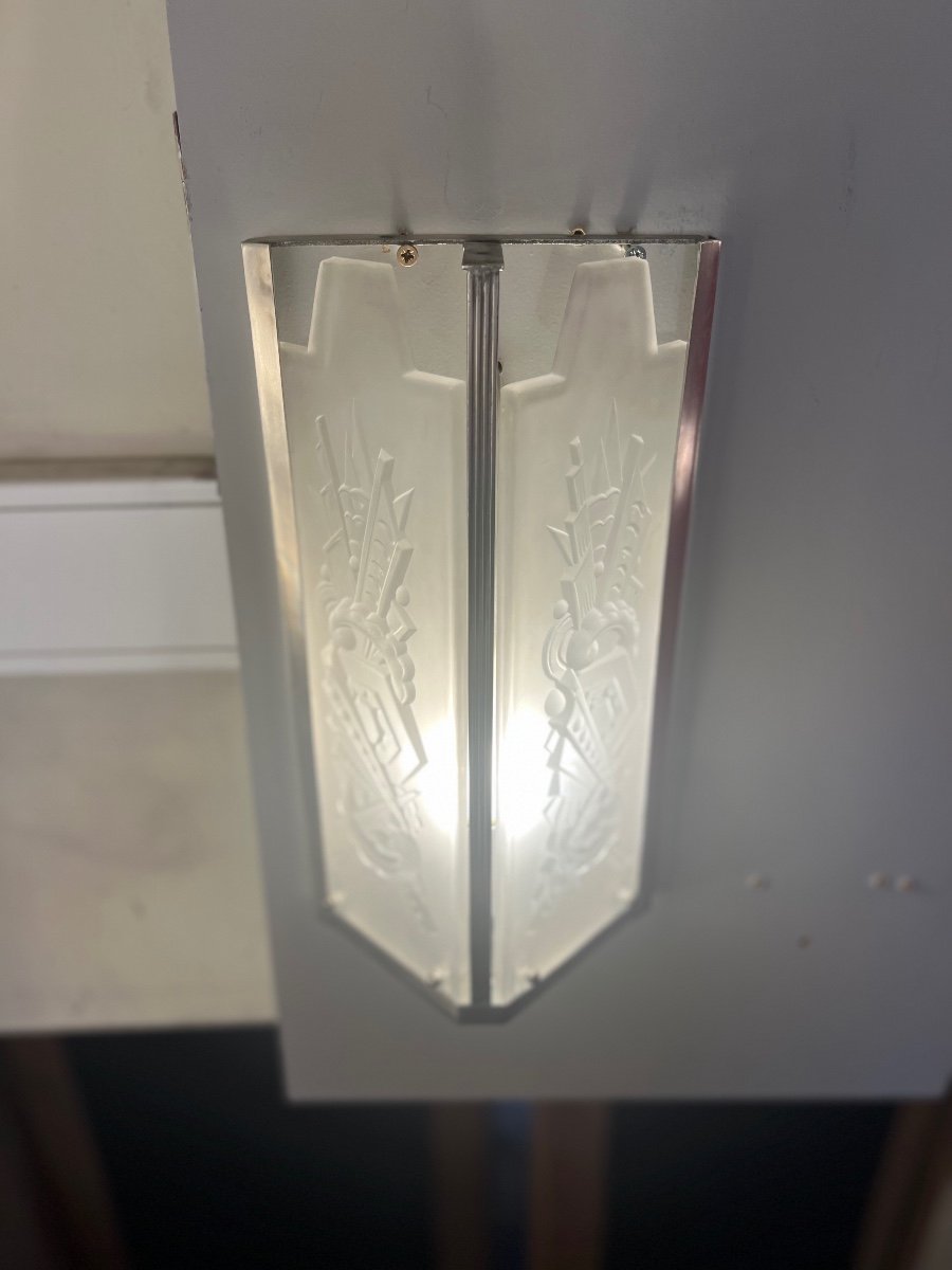 Wall Lamp "double" Art Deco Val Saint Lambert (art Deco Sconces 1930)-photo-6