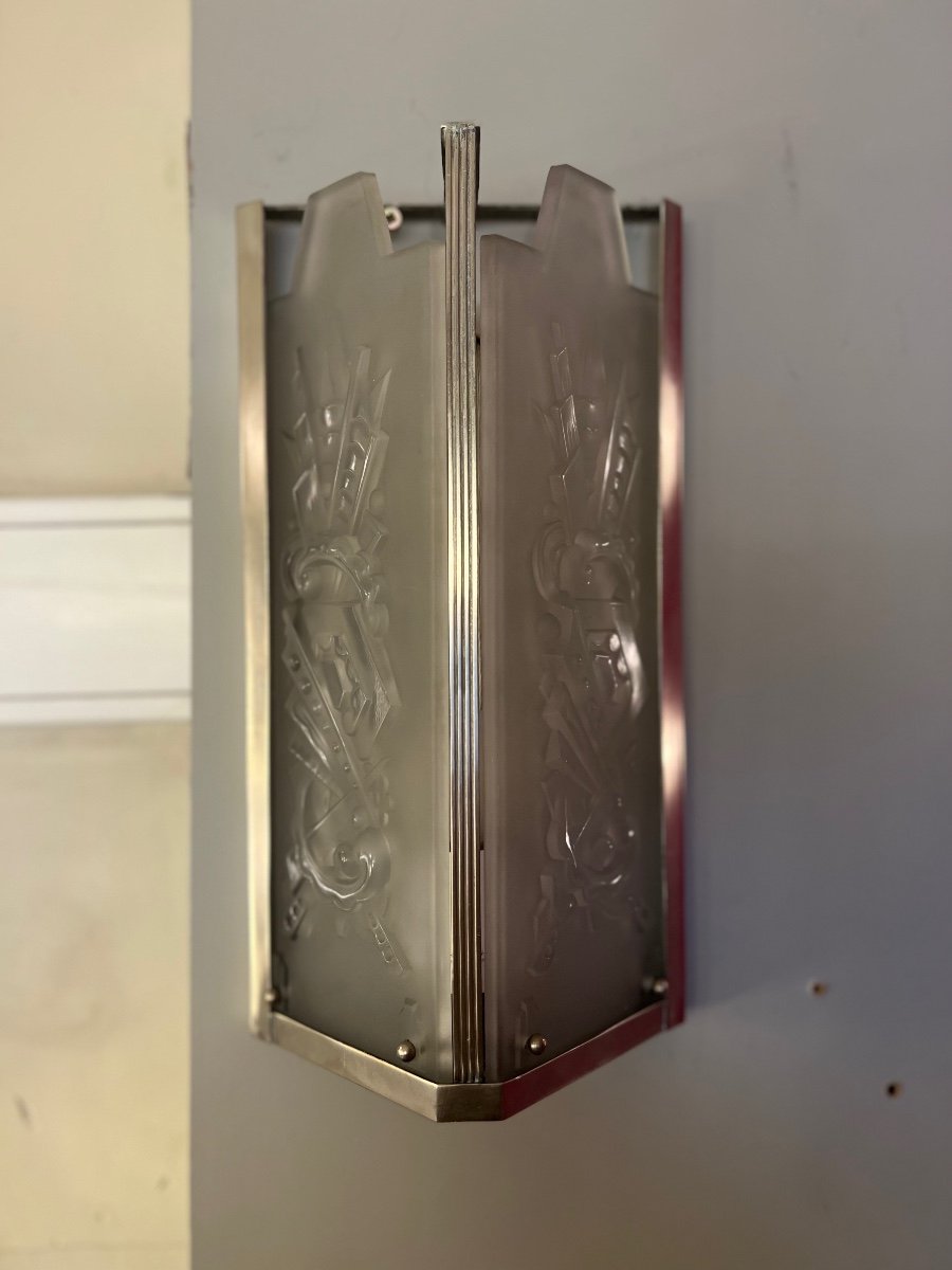 Wall Lamp "double" Art Deco Val Saint Lambert (art Deco Sconces 1930)-photo-7