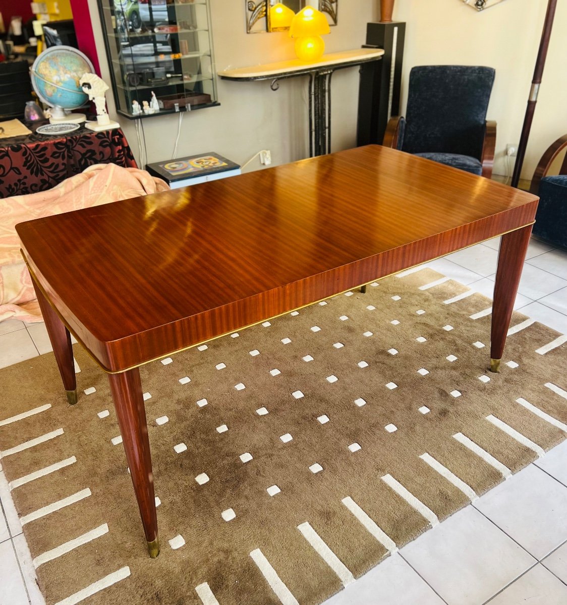 Table Art Déco De Coene Frères Modèle « voltaire » En Bois d’Iroko ( Table Art Deco 1930 ) 