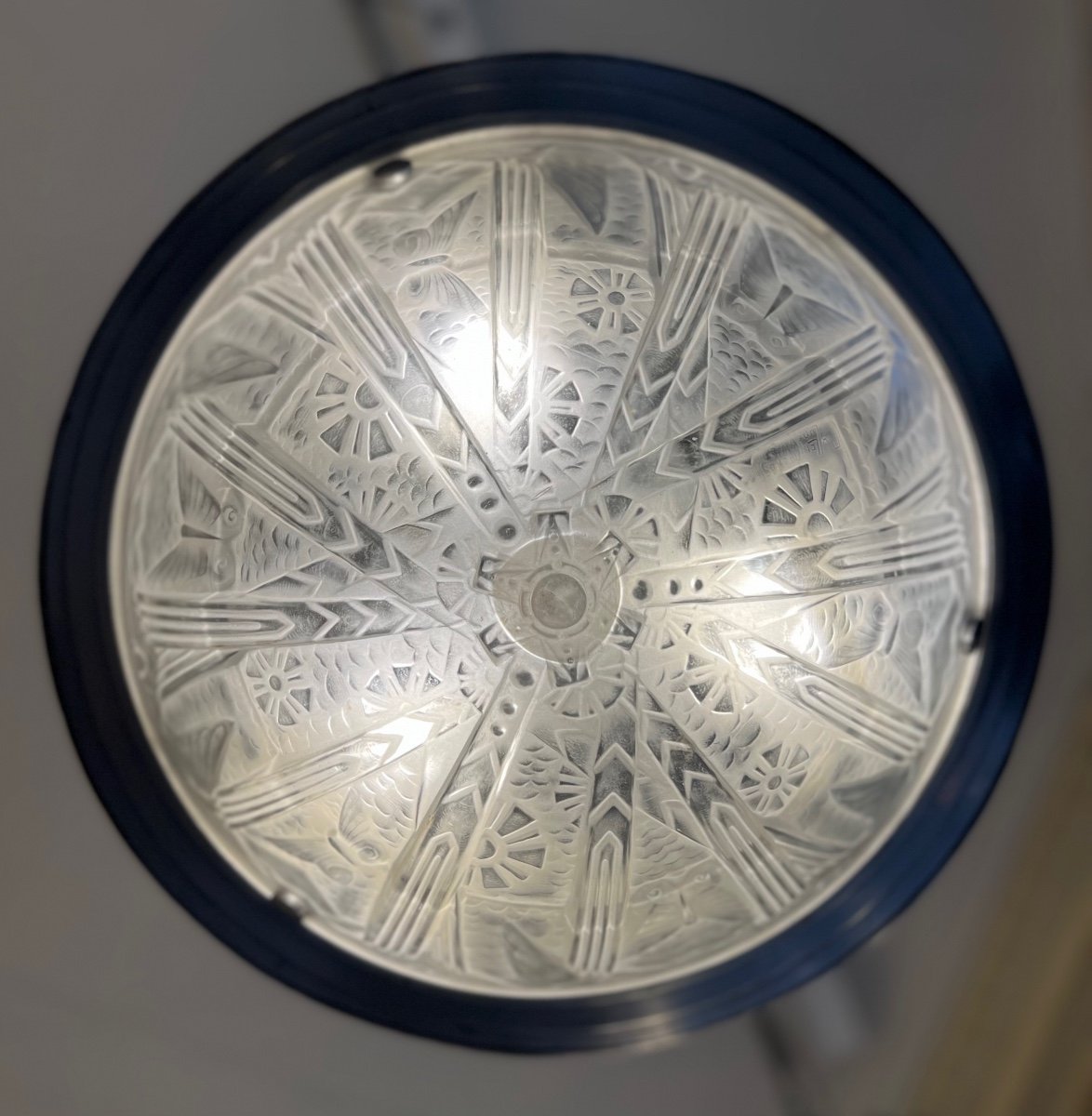 Splendid Art Deco Ceiling Light Signed Müller Frères Lunéville (art Deco Ceiling Lights 1930)-photo-2