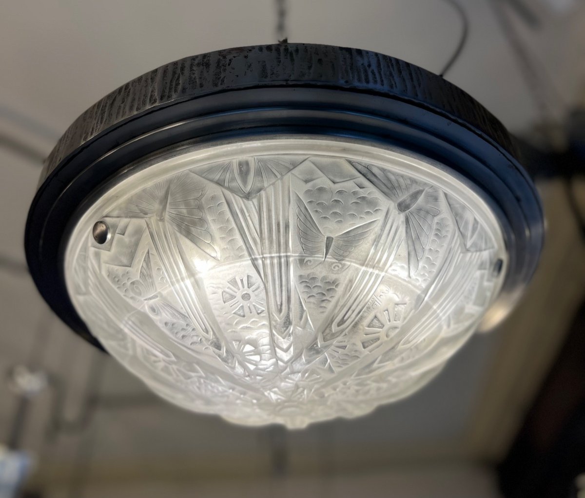 Splendid Art Deco Ceiling Light Signed Müller Frères Lunéville (art Deco Ceiling Lights 1930)-photo-3