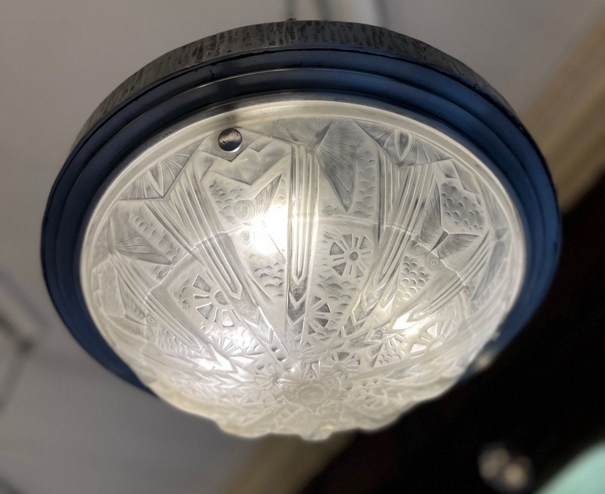 Splendid Art Deco Ceiling Light Signed Müller Frères Lunéville (art Deco Ceiling Lights 1930)