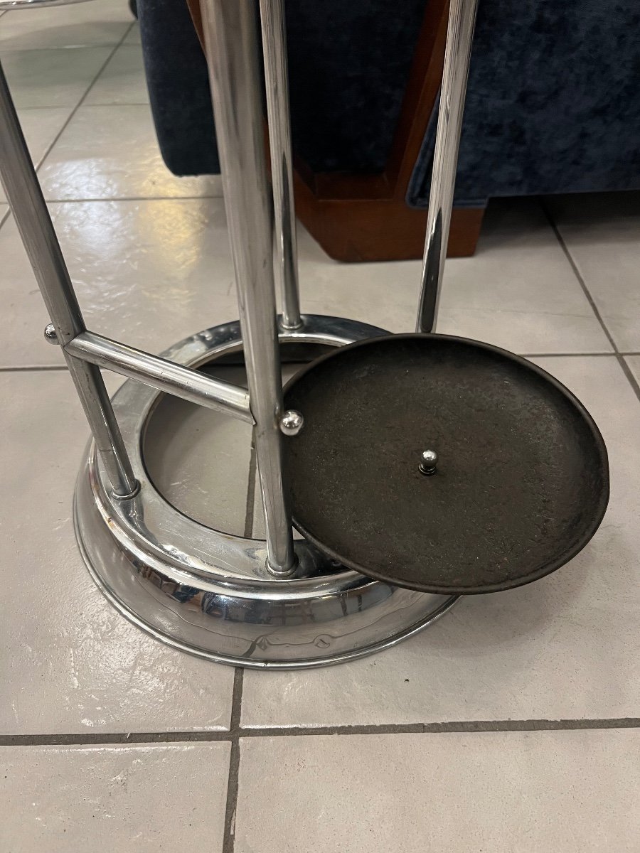 Art Deco Umbrella Stand And Cane Holder In Chromed Tubular Metal (art Deco Coats 1930-photo-6