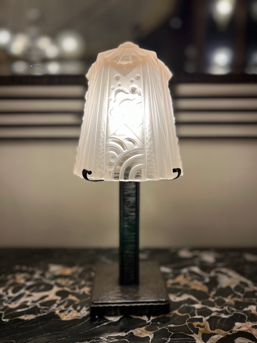 Magnifique Lampe Art Déco à Poser / De Bureau  Signée Müller Frères  ( Lampe Art Deco 1930 ) -photo-2
