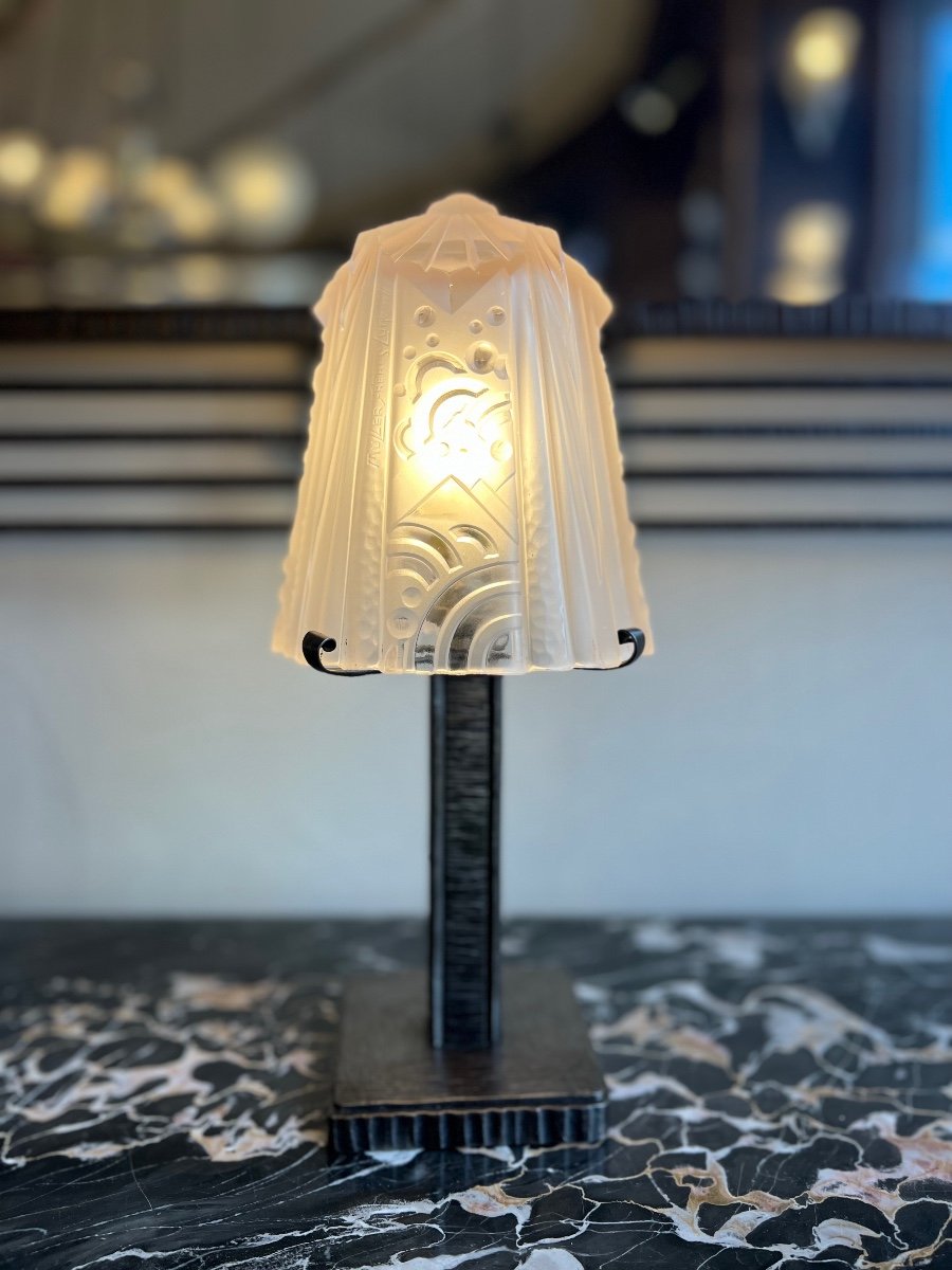 Magnifique Lampe Art Déco à Poser / De Bureau  Signée Müller Frères  ( Lampe Art Deco 1930 ) 
