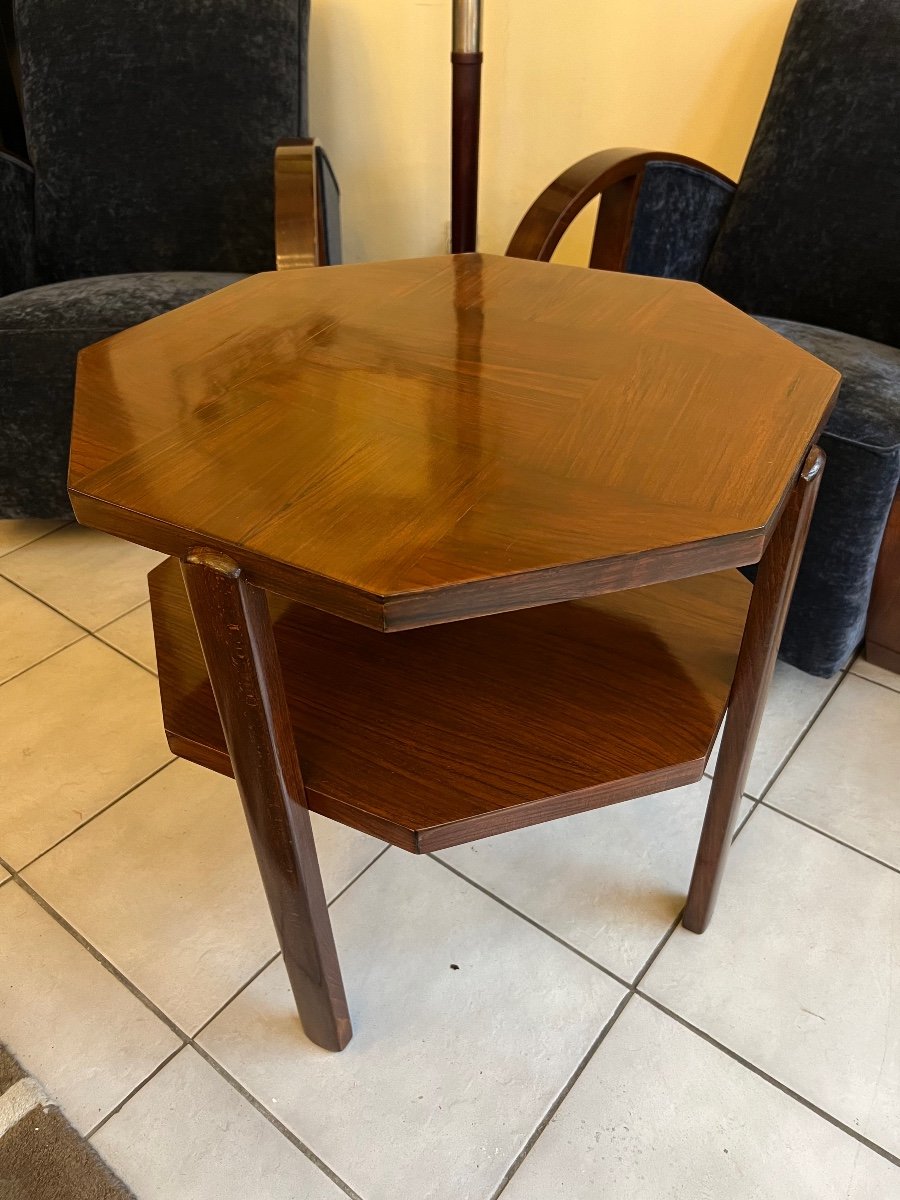 Table / Coffee table / Guéridon Art Déco  En Placage D’acajou Poli Au Tampon ( Table basse 1930 ) -photo-1