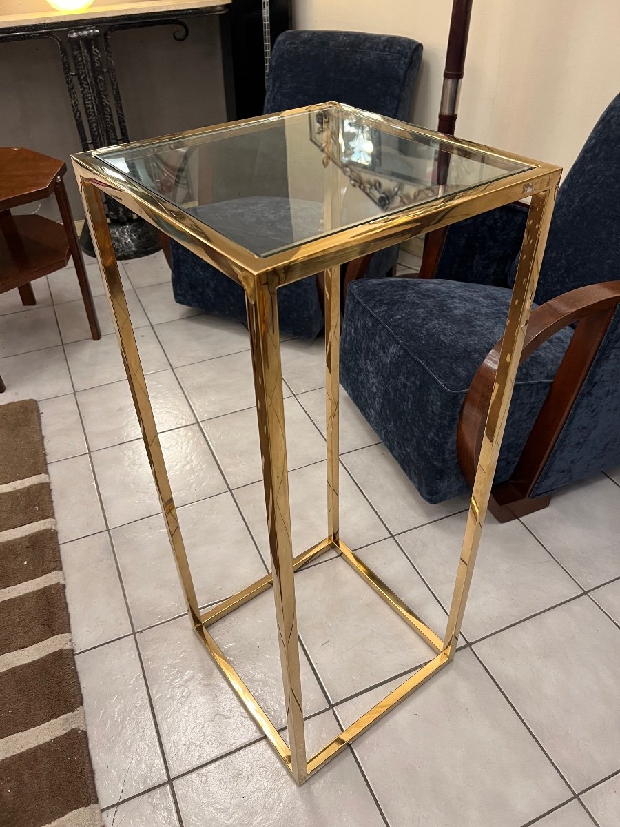 Design Bolster 1970 In Gilded Metal And Glass (1930 - 1970)-photo-3