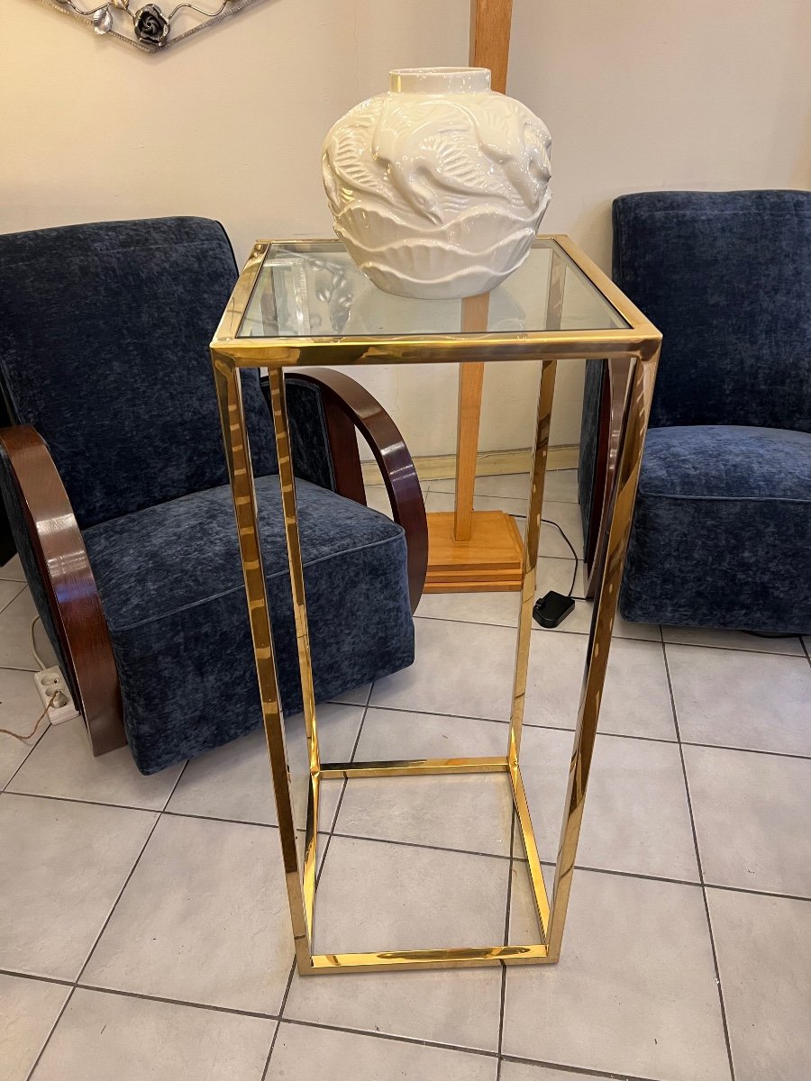 Design Bolster 1970 In Gilded Metal And Glass (1930 - 1970)-photo-2