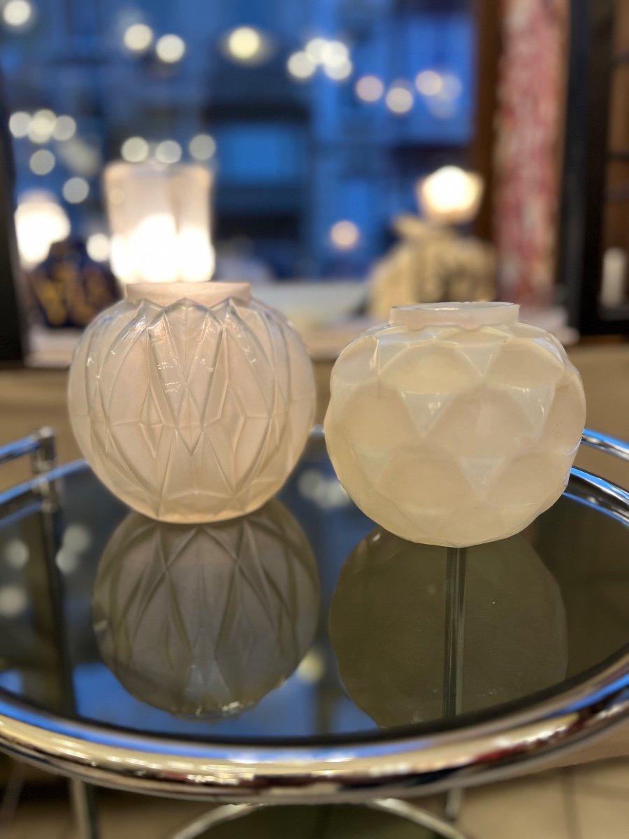Vase Art Déco « Boule »  A. Hunebelle Et R. Cognéville Modèle « Prisme » Signé ( Vases Art 1930-photo-5