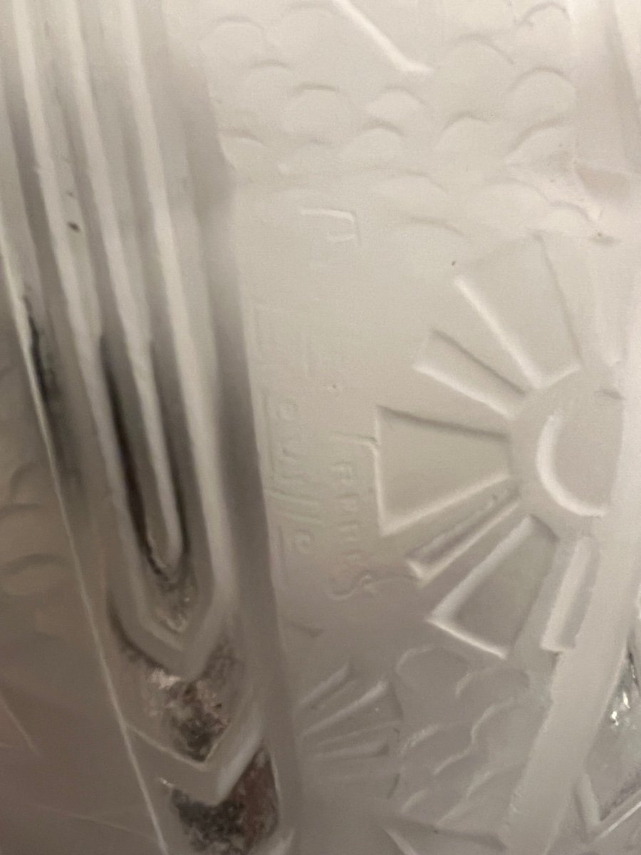 Art Deco Müller Frères Pendant Lamp “aux Butterflies” Signed (art Deco Chandelier / Ceiling Lamp 1930-photo-5