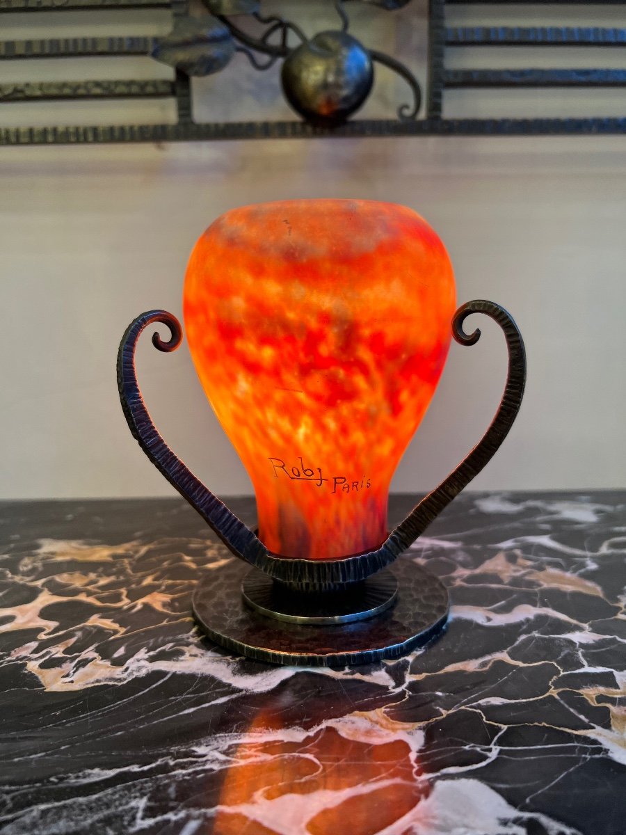 Veilleuse / Lampe / Brûle Parfum  Art Déco Signée Robj Paris ( Lampe Art Deco 1920 - 1930 ) -photo-3