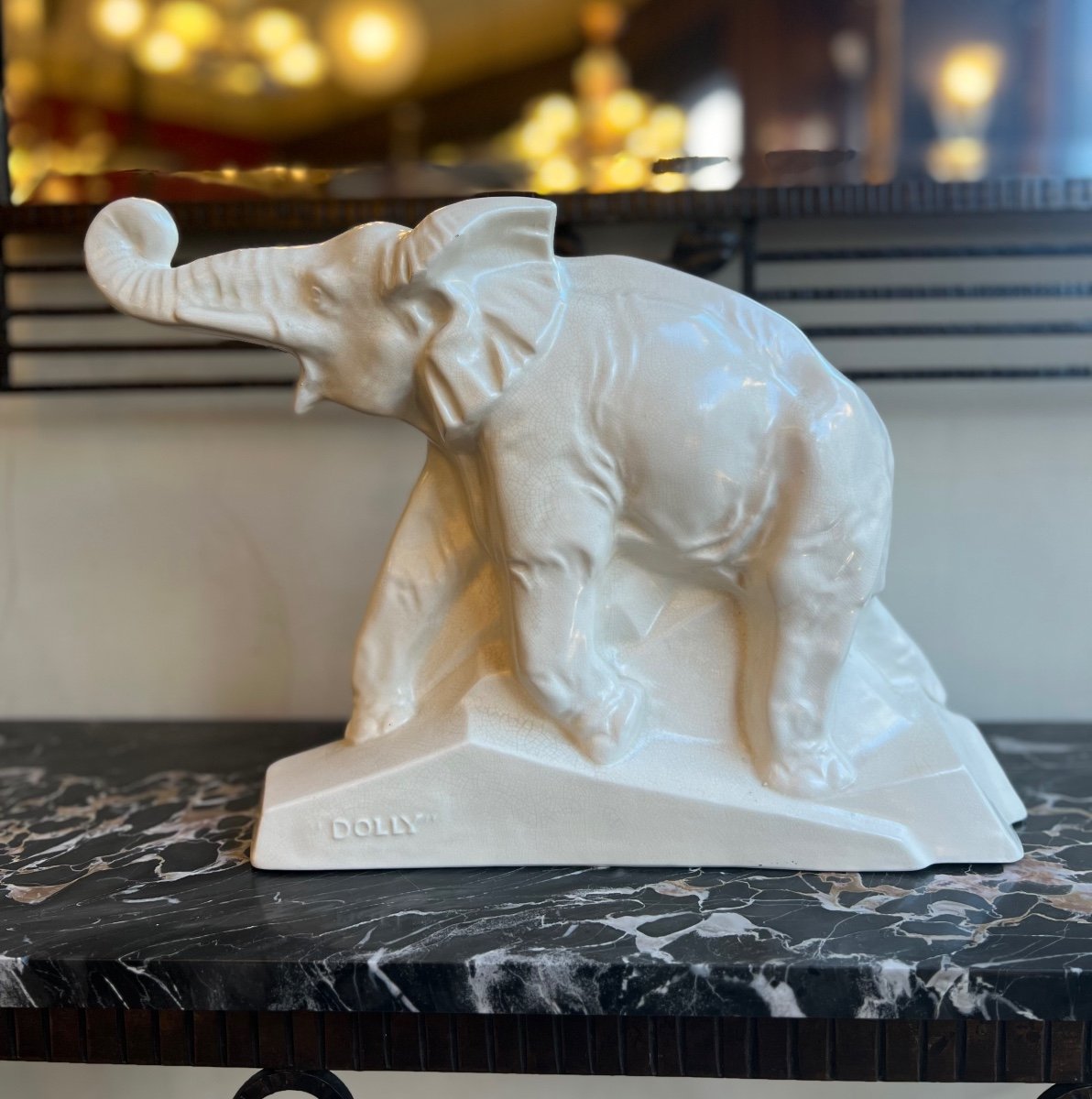 Céramique Art Déco « Eléphant / Dolly » En Faïence émaillée Signée Le Jan ( Art Deco 1930 ) 