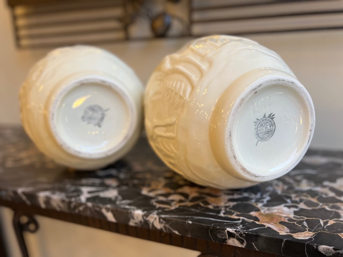 Pair Of Art Deco Boch / Kéramis “aux Biches” Vases Signed And Numbered (vase 1930) -photo-6