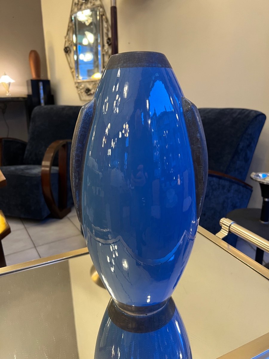 Rare Vase Art Déco Signé Maurice Pinon (tours) En Faïence émaillée ( Vases Art Deco 1930 ) 