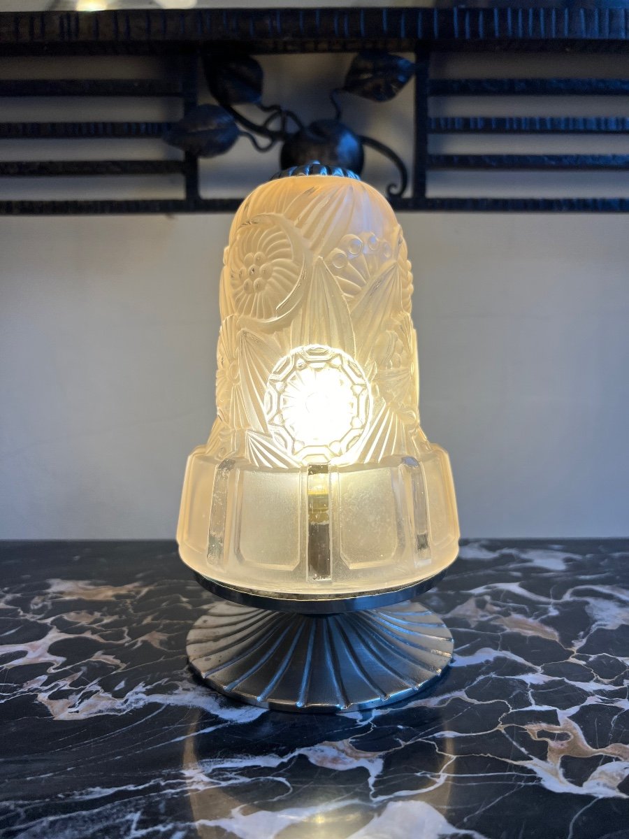 Rare Veilleuse / Lampe à Poser Art Déco Signée Hettier - Vincent ( Lampes Art Deco 1930 ) 