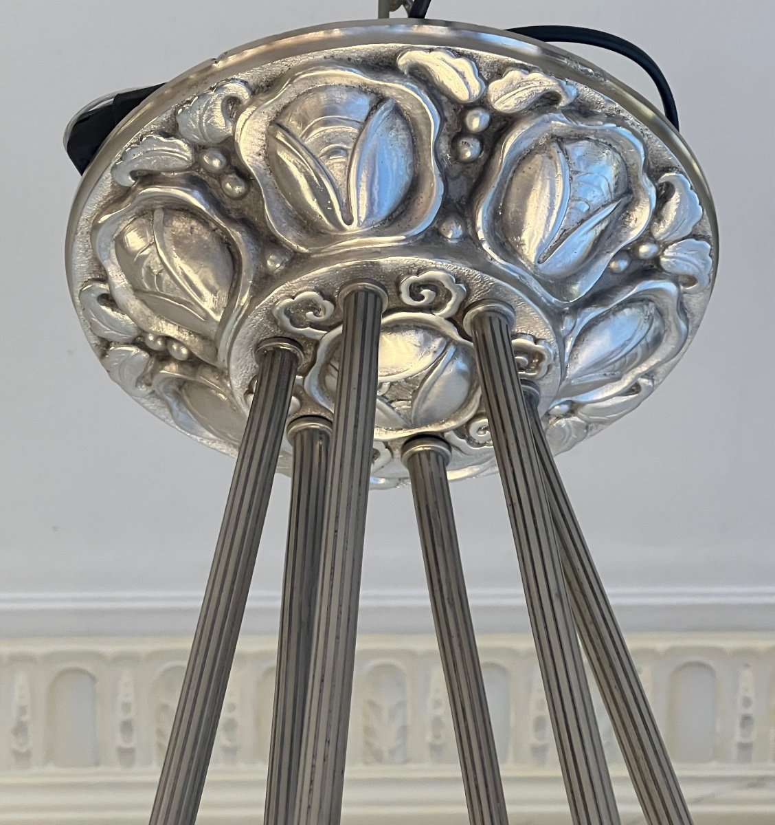 Exceptional Art Deco Chandelier Müller Frères “buée” Model Signed (art Deco Chandeliers 1930) -photo-5