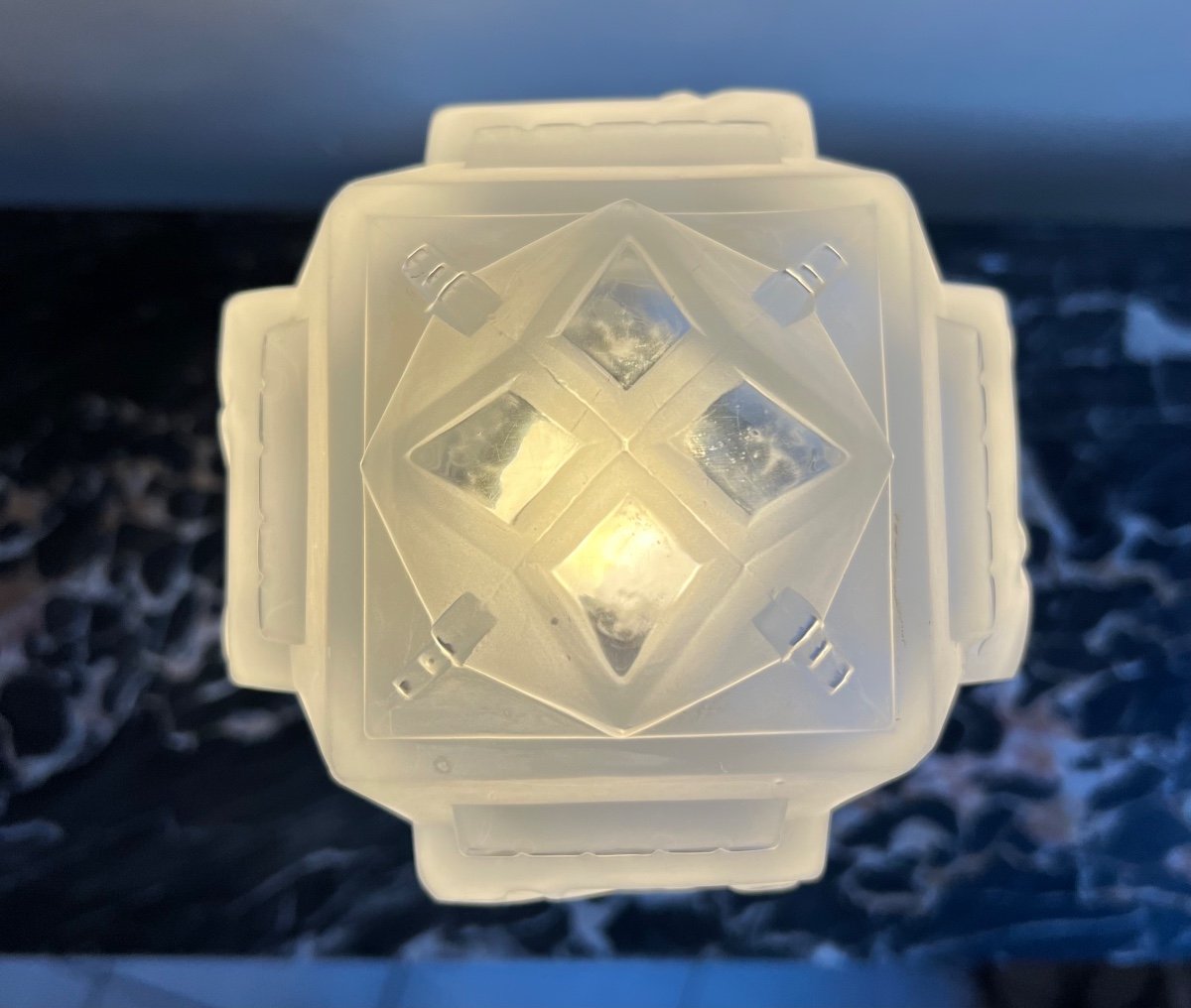 Magnificent Art Deco Lamp Müller Frères “geometric” Signed (art Deco Lighting Lamp 1930-photo-3