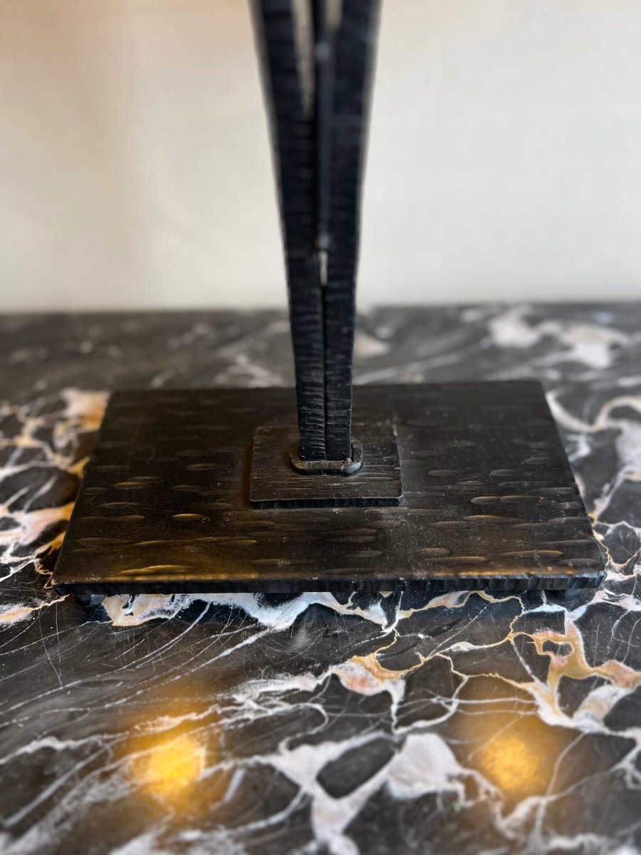 Large Art Nouveau / Art Deco Transition Lamp “ginkgo Biloba” Signed Müller Frères Lunéville-photo-7